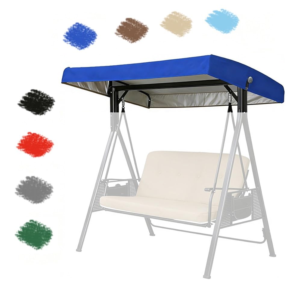 BEWEGNLNHK 75x47in Replacement Canopy Top Cover For Patio Swing, 2/3 Seater Porch Swing Canopy Replacement Top, Waterproof Garden Swing Seat Canopy Cover(Blue)