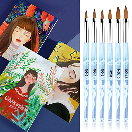 Vesaneae 6 Stück Pinselset für Nailart, Acryl Nagel Kunst Pinsel, Acryl Gel Nagel Pinsel Set, Nail Art Nägel Pinsel… – Bild 4