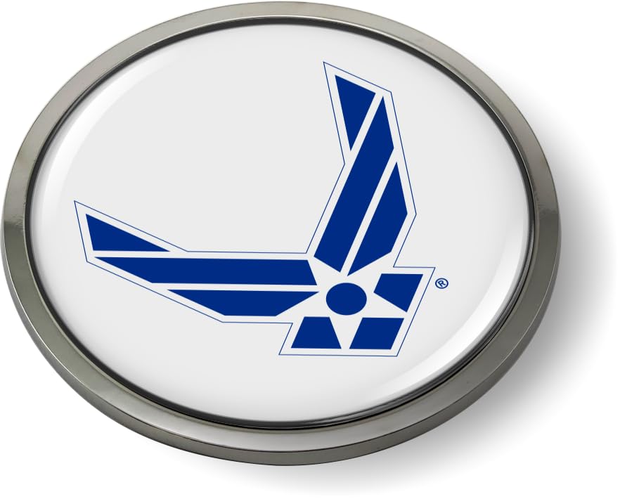 Image of BestLicensePlateFrames - U.S. AIR Force Symbol 3D Domed CAR Emblem Badge Sticker Chrome Metal Bezel - Official USAF and USSF Licensed Product