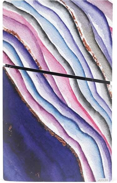 Skinit Decal Gaming Skin Compatible with PS5 Slim Digital Edition Console - Violet Watercolor Geode Design