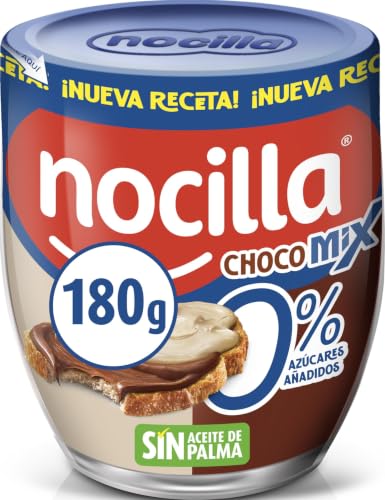 Nocilla, ChocoMix, Doble Crema al cacao y leche con avellanas, 0% azúcares añadidos ,sin aceite de palma - vaso 180g
