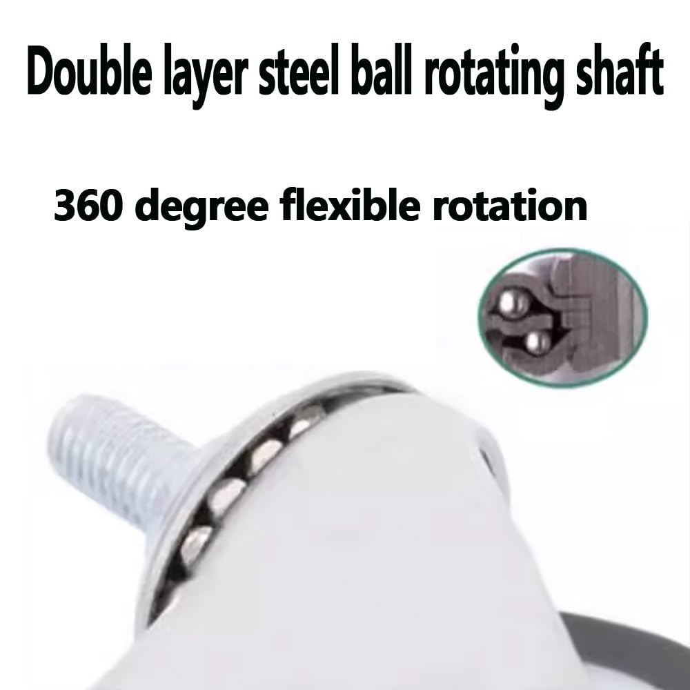 4 roulettes pour Meubles 50 mm avec Freins, Tige filetée M8/10 * 15mm, roulettes Charge Lourde verrouillables TPR Silencieux pour Chaise Meubles(Brake,M8*15)