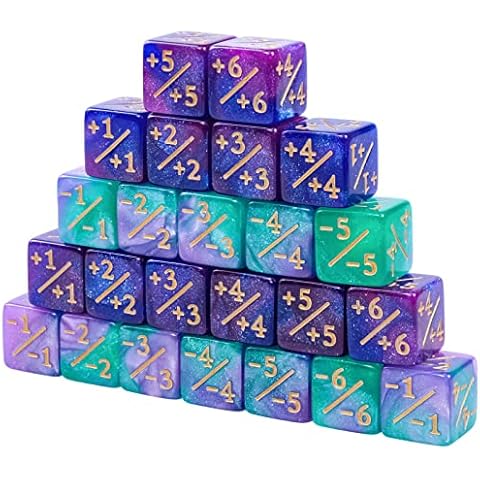 MEIYAXINWIN 24 Pieces Dice Counter Token Dice Counter D6 Dice Loyalty Counter Colourful Dice Set with CCG, MTG, Card Game Accessories Cover