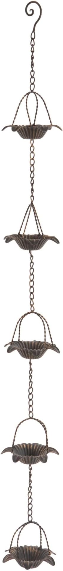 Decorative Metal Bronze Effect Flower Rain Chain 100cms