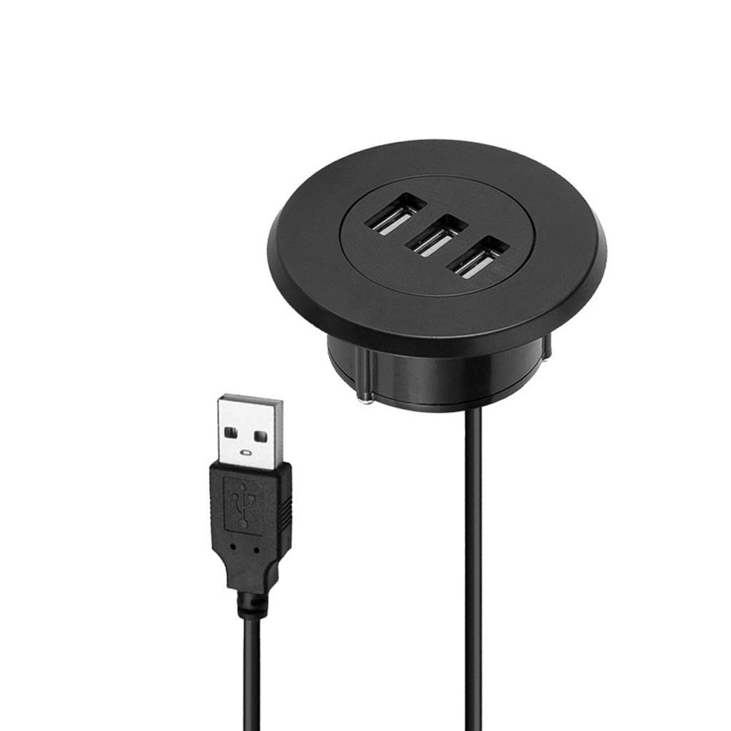 5 cm rozdzielacz USB 2.0 z 3 portami do podłączenia telefonów komórkowych, tabletów, nadaje się do biura, domu, biura, otworu ≤ 5 cm, 2,6 x 6,7 cm, czarny