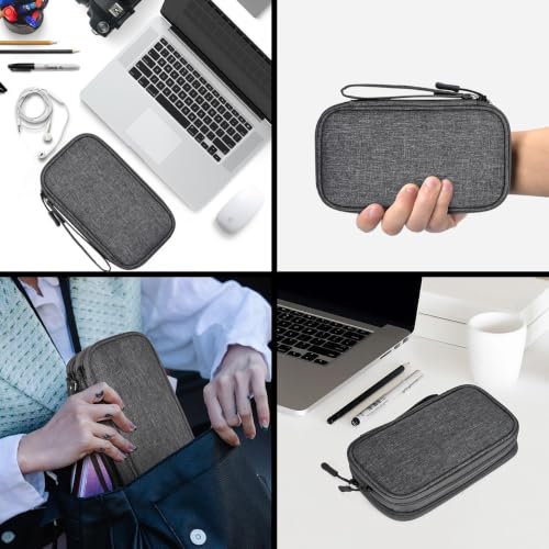 Image of Portable Storage Organizer for USB Cable, Earphone, Power Bank,Charger, Hard Disk & Digital Gadgets, with Mesh Pockets Size Inside's Material and Color May Vary JDGP-5 (Dark Grey)