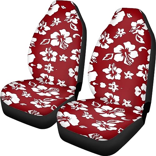 Wanyint Roter Hibiskus-Blumendruck Neuheit Autositzbezug-Set für Männer und Frauen, rutschfest, Western-Aztek-Stammes-Boho-Stil, Polyester-Autositzbezug-Kissen