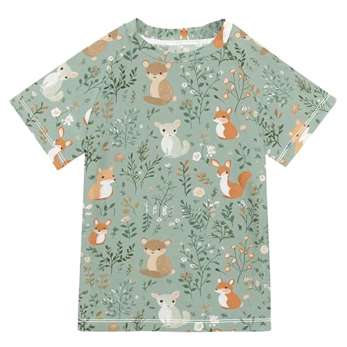 Cute Animals Bathing Suit Kids Short Sleeves Activees Swimwear Beach Tops 3T