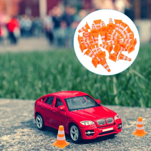 Gadpiparty 30pcs Mini Traffic Cones, 1in Construction Cupcake Toppers, Tiny Traffic Toys Training Scene Roadblocks, Multifunctional Building Theme Party Sports Activity Models