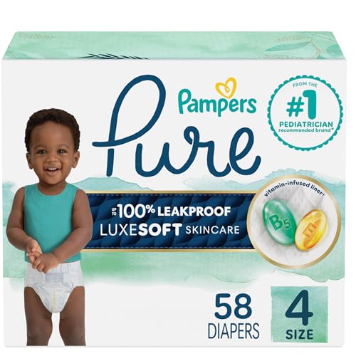 Pampers Pure Protection Baby Diapers, Size 4 (22-37 lbs), 58 Count, Up to...