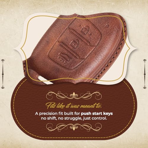 Image of Keyzone dual leather key cover for Hyundai Exter, i20, Creta, Venue, Tucson, Alcazar, Grand I10, Aura, Xcent flip key