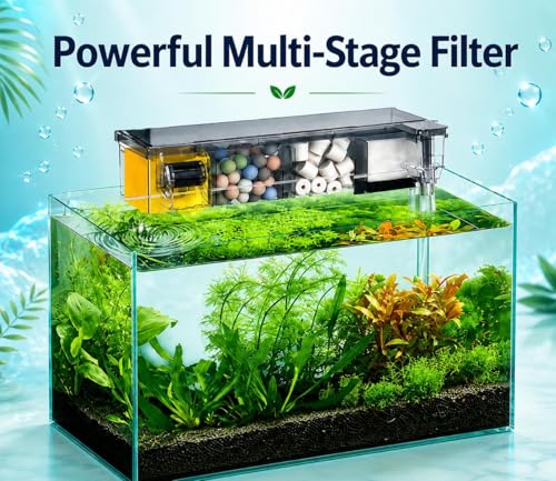 Image of rizopets Multi Section bio top Filter watt 6-3-Chamber Aquarium Filter System with Mechanical, Chemical and Biological Filtration, Hanging Filter for Fish Tank watt 6 (BL-774)
