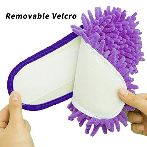 Moolecole Microfiber Mop Cleaning House Slippers Detachable Mopping Shoes Cleaning Tool Fits Womens Size 5.5-8 Purple #TOP3