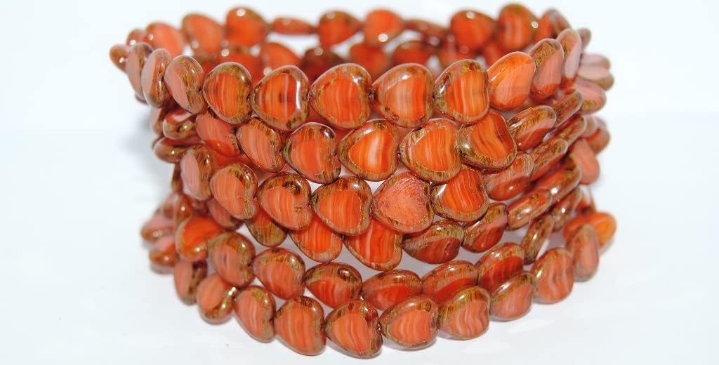60 pcs Table Cut Heart Beads, 95810 Travertin (95810 86800), Glass, Czech Republic, Size 16 x 15 mm (0.63 x 0.59 in)