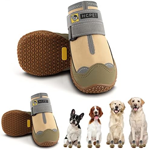 Hcpet Dog Boots Waterproof Dog Shoes for Medium Large Dogs, Anti-Slip Dog Booties Paw Protector for for Hot Pavement Winter Snow Hiking with Reflective Straps 4PCS, 3 (width 1.77 inch) for 31-38 lbs