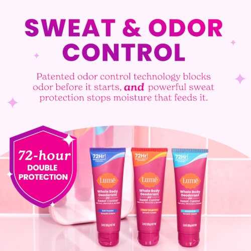 Image of Lume Whole Body Deodorant Plus Sweat Control - Smooth Cream Tube - 72 Hour Odor And Sweat Control - Baking Soda Free, Skin Loving - 3.0 ounce (Unscented)