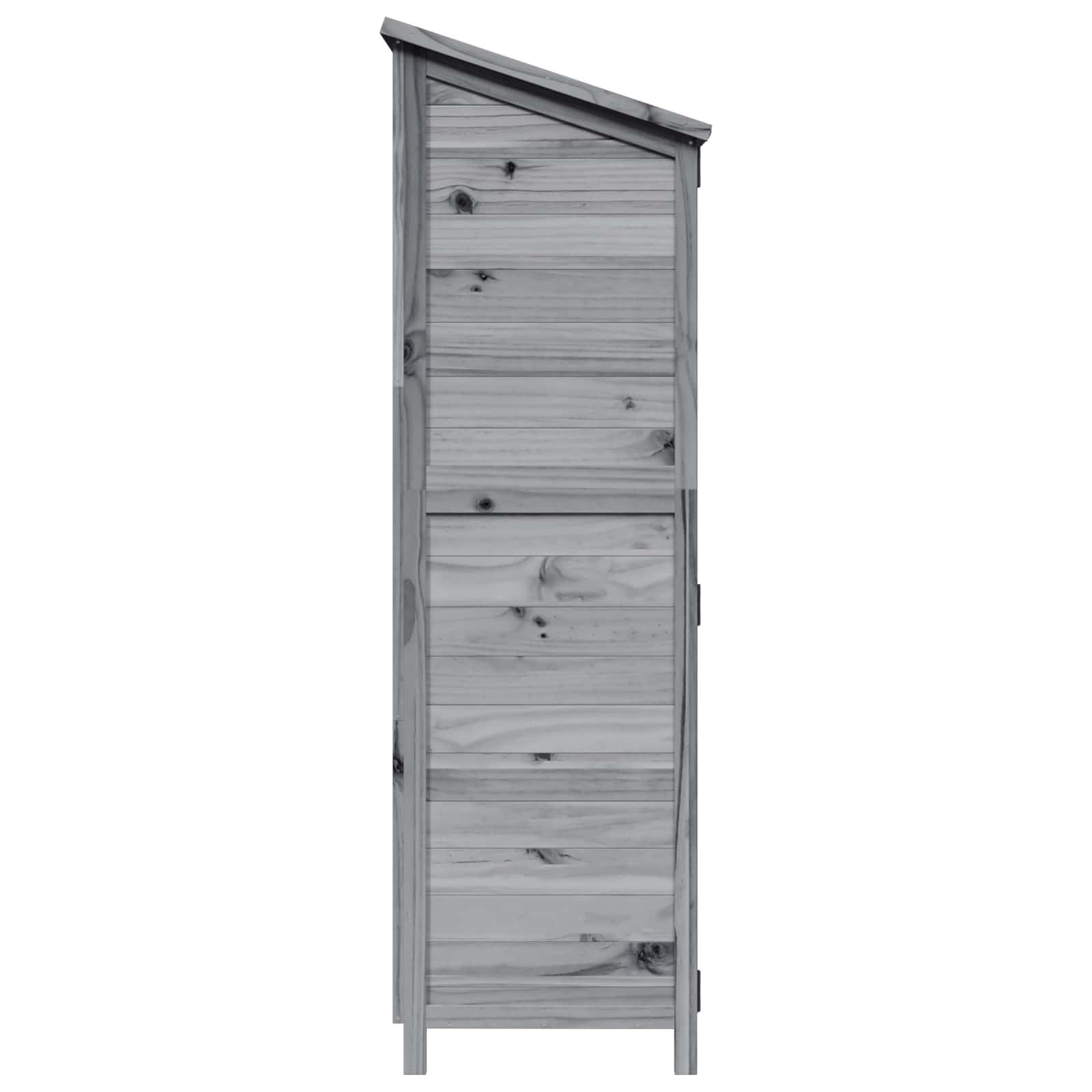 Capanno da giardino grigio, 106,5 x 56 x 176 cm, in legno | Armadio compatto per terrazze e cortili con tetto inclinato in asfalto e porta di ventilazione per tenere in ordine.