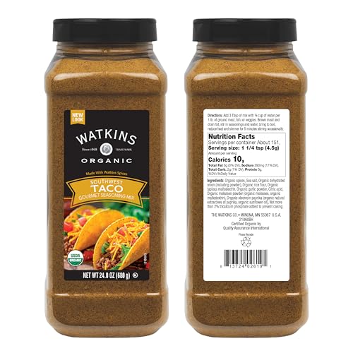 Image of Watkins Organic Gourmet Dry Seasoning Mix, Taco, 24.0 Ounce (Pack of 1)