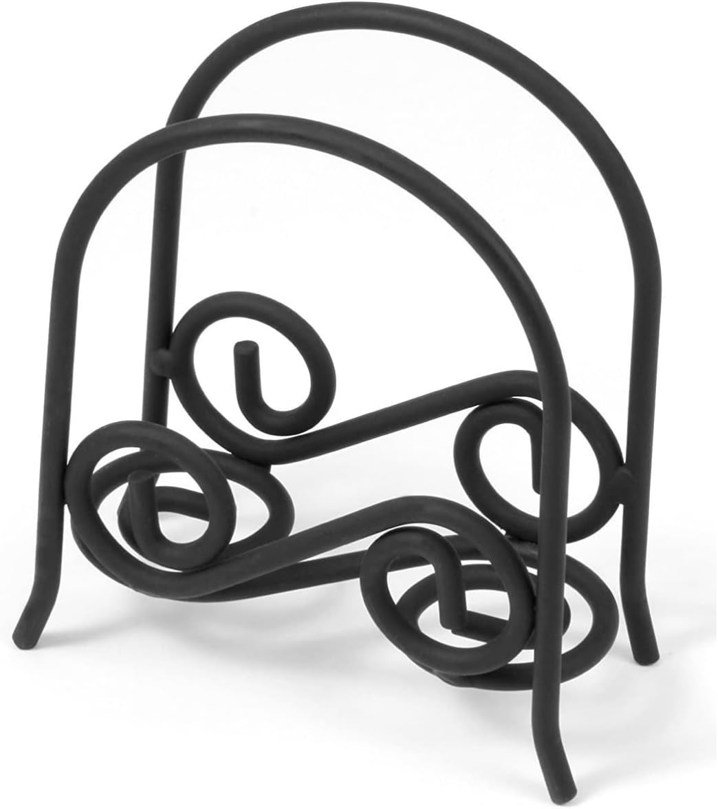 Spectrum Diversified Scroll Arched Dispenser, Vertical Kitchen Tables & Countertops, Dining Table & Kitchen Décor, Stylish Upright Napkin Holder, Black