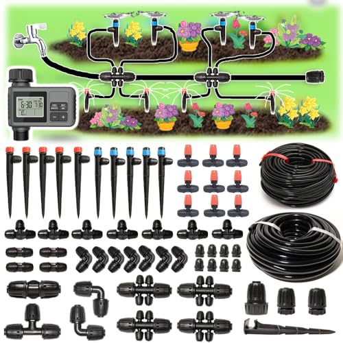 Système irrigation goutte à goutte 71m avec équipement arrosage automatique et raccord verrouillage