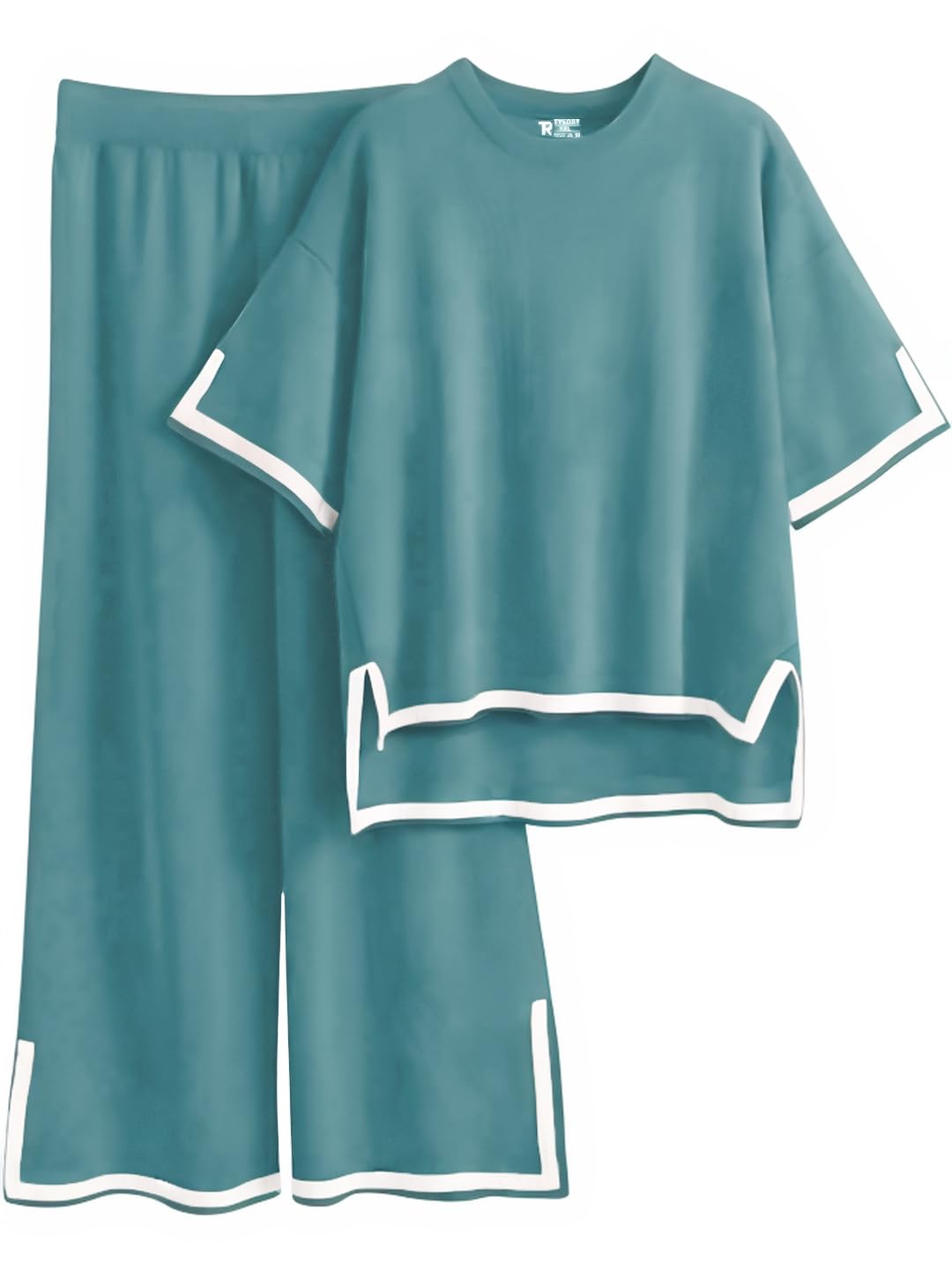 Women Casual Summer co ords Set Track Suit Oversized Top Baggy Pant,Top and Pajama Set-image-8