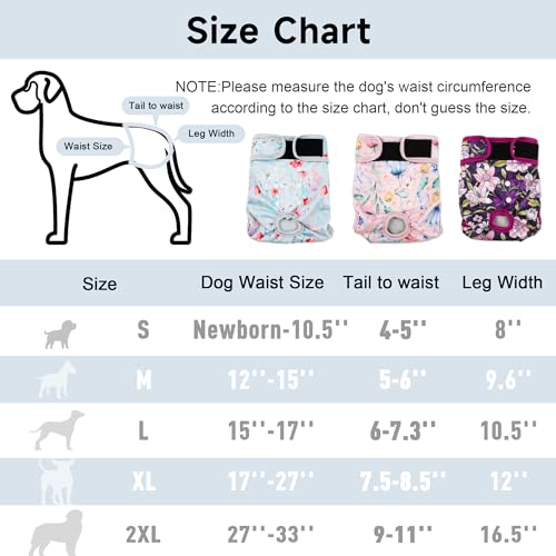 Image of Washable Dog Diapers (3 Pack), Reusable Dog Diapers for Doggie Heat Period, Reusable Doggie Diaper for Female Dogs (Medium)