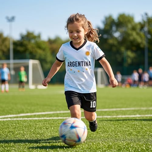 Image of Unisex Kids Soccer Jersey and Shorts Kit 2-Piece Set Boys Girls Football Outfits for Little Athlete 2-14 Years
