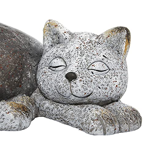 Estatua de jardín gato polystone 15 in x 9 in x 7 in gris miniatura 5