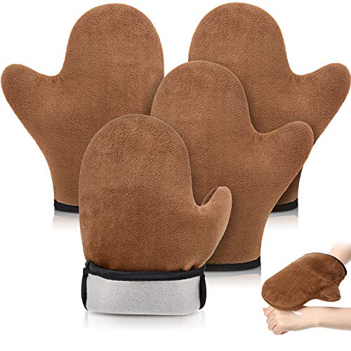 SATINIOR 4 Packs Self Tanning Mitt Applicator with Thumb, Brown