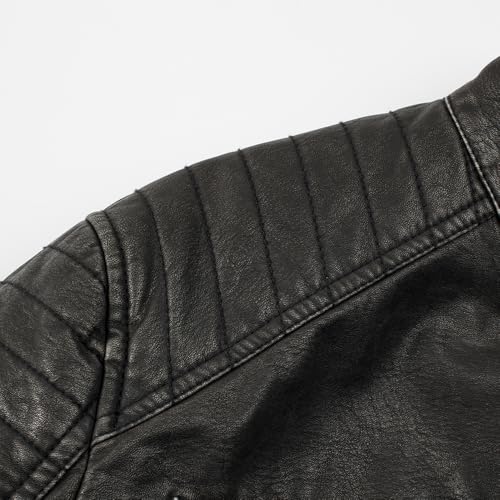Blouson en cuir synthétique homme TONY BACKER avec capuche détachable vintage - 5