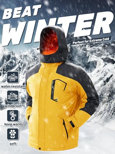 Image of TACVASEN Men's Winter Skiing Jackets Water Resistant Fleece Coats Insulated Thermal Snowboard Jacket Parka Raincoat with Hood