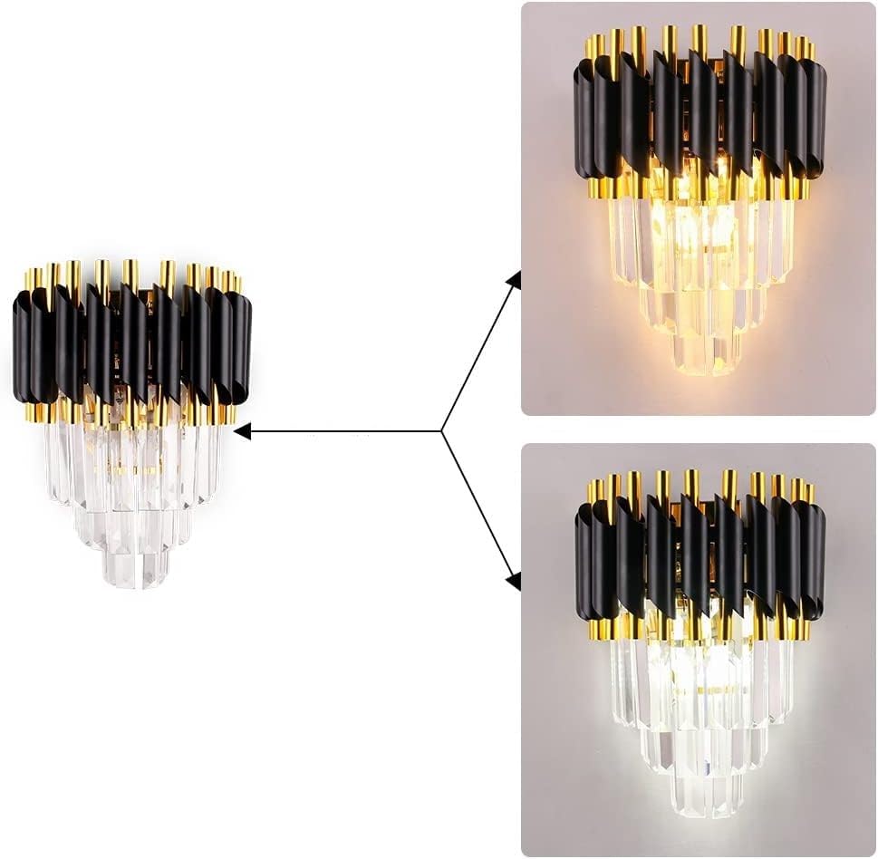 Image of 3 Layer Black Gold & Crystal LED Wall Light for Living Room, Bedroom & Home Decorative Wall Lamp for Cafe, Bar & Hotel (3 Layer Black Mamma WALL)