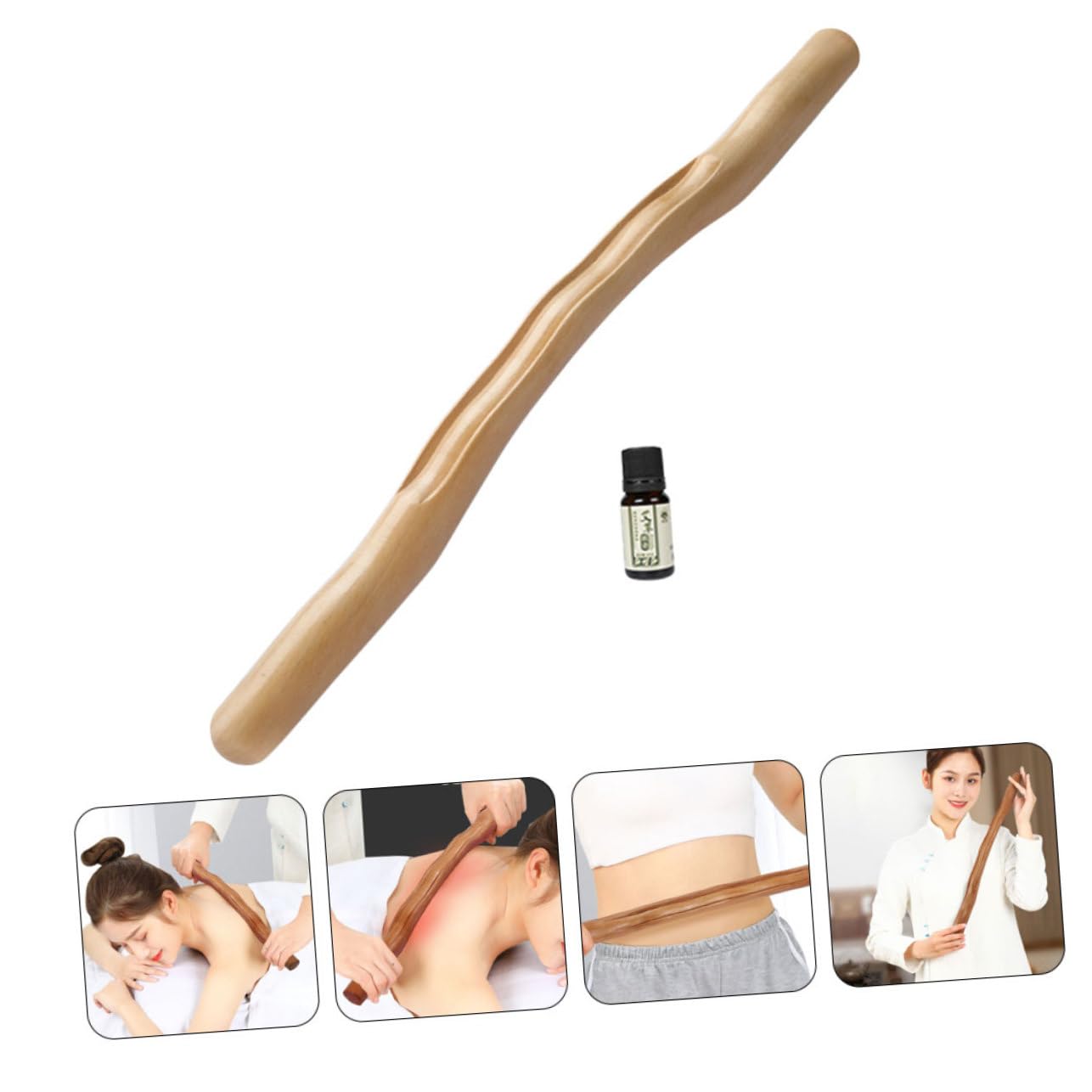 Masajeador de Madera para Masaje Corporal Palo de Masaje 48 Cm Madera Natural Antiestrés Uso en Hogar Relajación Muscular y Alivio para Hombros y Espalda Varios estilos