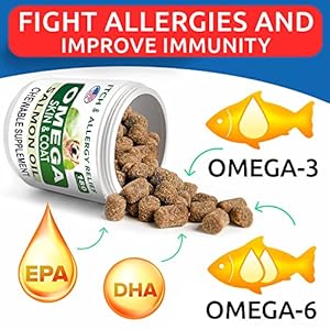 BARKSPARK Omega 3 for Dogs 180 Fish Oil Treats for Dog Shedding Skin Allergy Itch Relief Hot Spots Treatment Joint Health Skin and Coat Supplement EPA DHA Fatty Acids Salmon Oil