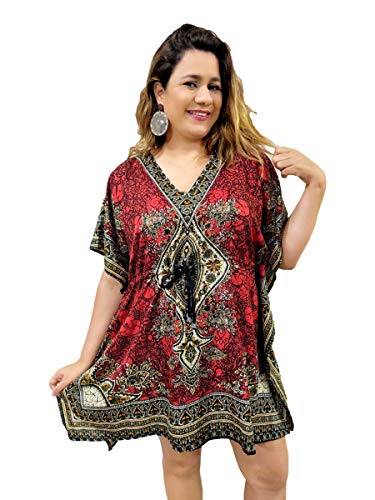 Bata Kaftan Indiana Longuete Saída de Praia Plus Size - 02 - Vermelho - GG
