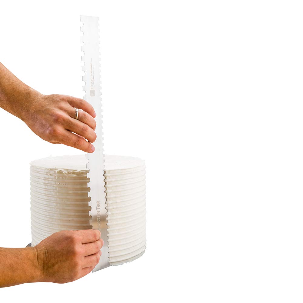 Peine para tartas de 19.8 x 2 pulgadas, 1 peine de decoración de semicírculo, doble cara, bordes surtidos, alisador de glaseado de acero inoxidable, para decorar o esculpir postres. Restaurantware