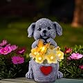 OTAVILEM Solar Garden Decor Dog Statue,Outdoor Dog Figurines with Bucket for Patio, Balcony, Backyard,Lawn Ornaments and Yard Decorations - Unique Gifts for Women, Mom,Grandma