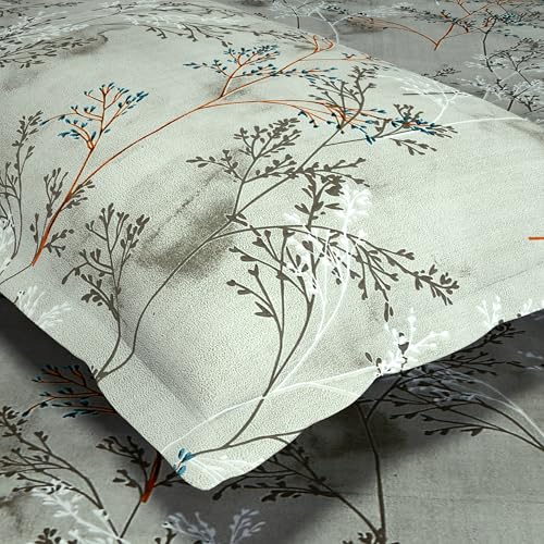 Image of Haus & kinder Double Bedsheet for Queen Size Bed | 90 x 100 Inches 144 TC Cotton Bedsheet for Double Bed with 2 Pillow Covers - Serene Branch Blue
