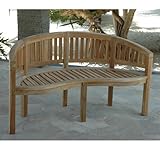 Plantagenteakholz Ambientehome Teakholz Gartenbank 3er Bank Bananenbank Natur, ca. 150 cm