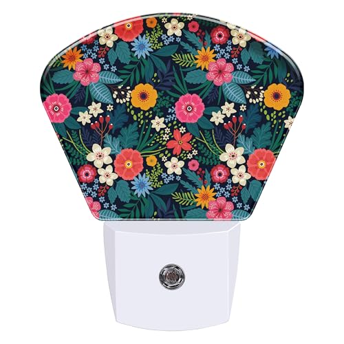 Image of Night Light Colorful Flowers Plug-in LED Dusk-to-Dawn Sensor Soft Night Lamp,Suitable for Home Bedroom Bathroom Hallway Stairs