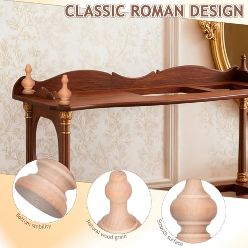 Image of balacoo 10Pcs Unfinished Wood Finials for Crafting Roman Column Baluster Spindles 2.55 X 1.06 X 1.06 in Wood Spindles for Crafts DIY Furniture and Woodworking Decoration
