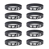 Lymhy WWJD Rubber Silicone Wristband,What Would Jesus Do Bracelet - Religous Christian Bible Fundraisers Bracelets Pack (10 Pack)