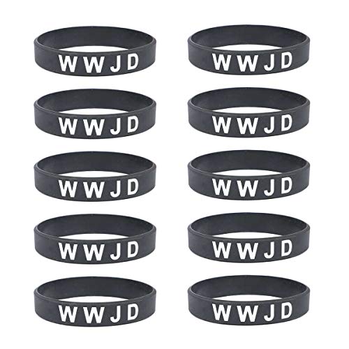 Lymhy WWJD Rubber Silicone Wristband,What Would Jesus Do Bracelet - Religous Christian Bible Fundraisers Bracelets Pack (10 Pack)