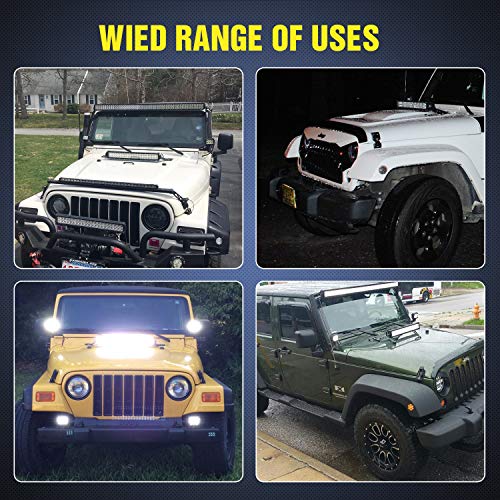 Image of Nilight 2PCS Hood Mounting Brackets for 20 inch LED Light Bar on Jeep Wrangler JK 2007-2017, 2 Years Warranty (90040B), Black