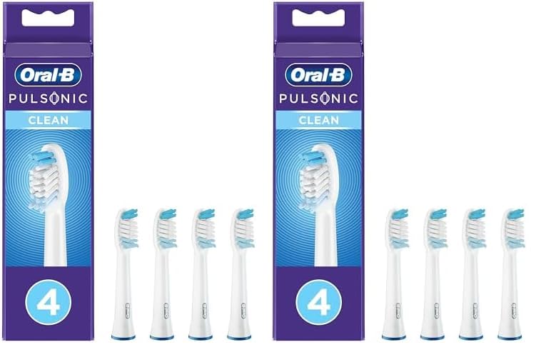 Oral-B Pulsonic Clean Aufsteckbürsten für Schallzahnbürsten, 4 Stück, Zahnbürstenaufsatz für Oral-B Schallzahnbürste (Packung mit 2)