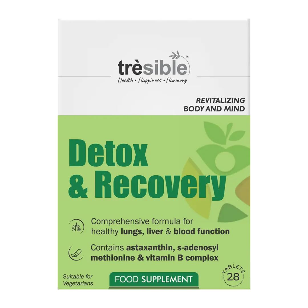 Trèsible High Strength Detox Supplement | Liver, Lungs, Blood | Detox & Recovery 28 Tablets | Milk Thistle Extract, Astaxanthin, Taurine | Vegetarian, Gluten Free, Halal | No Synthetic Binders/Coating