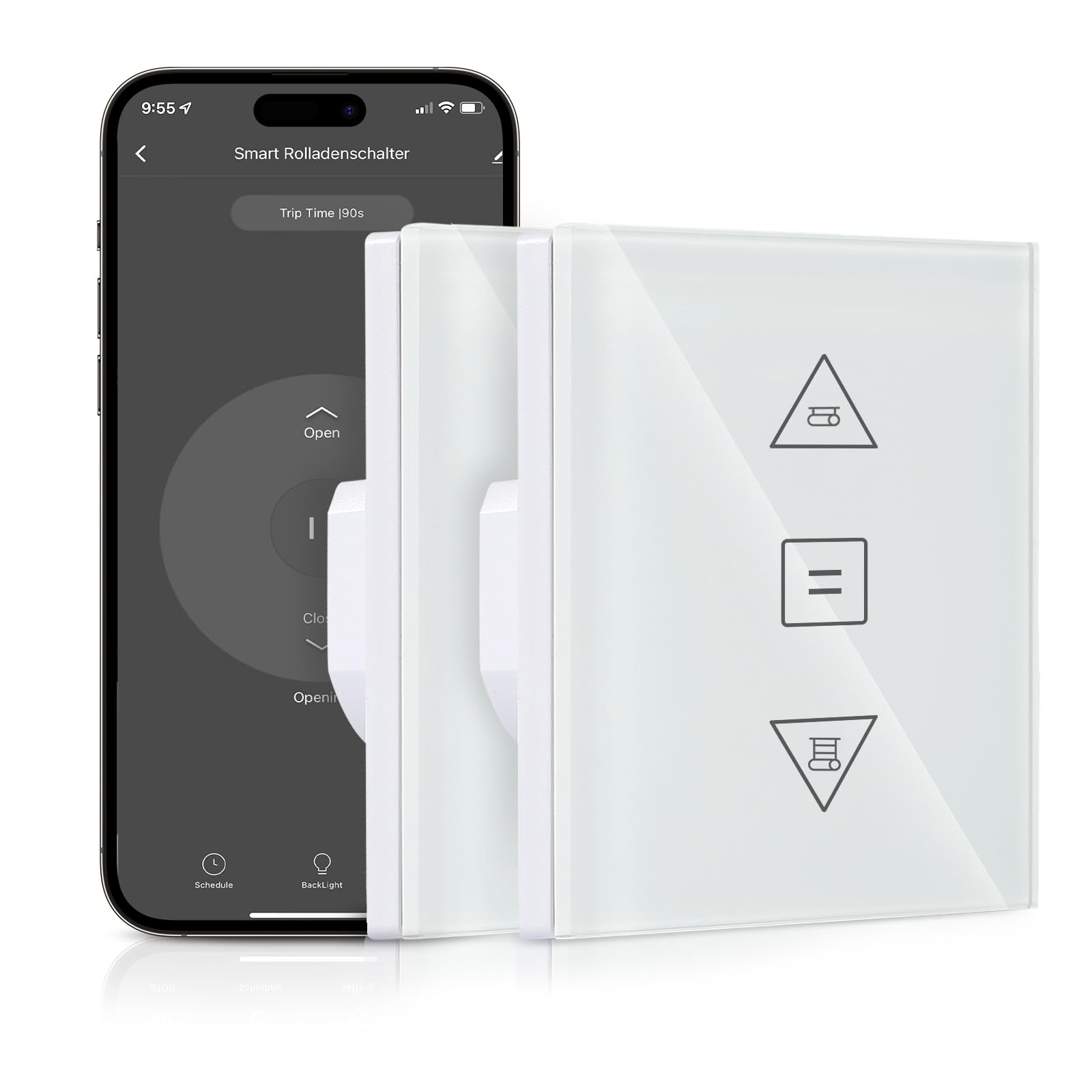Interruptor Persiana Electrica,86 * 86mm Interruptor WIFI Persianas (Necesita Cable Neutro) Control de APP y Voz, Compatible con Alexa y Google Home 2 Pieza