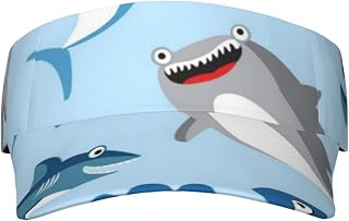 Cartoon Shark Sun Visor Hats Outdoor Sunscreen Hat Empty Top Baseball Sun Cap Adjustable Beach Hat for Men Women, Black, One Size, Black, One Size