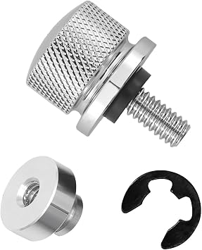 2PCS Chrome Motorcycle Seat Bolt Nut Kit, 1/4"-20 Thread Aluminum Alloy Motorbike Backseat Screw Nut Set, Scooter Fixing Compatible with Touring, Road King, Street Glide Silver