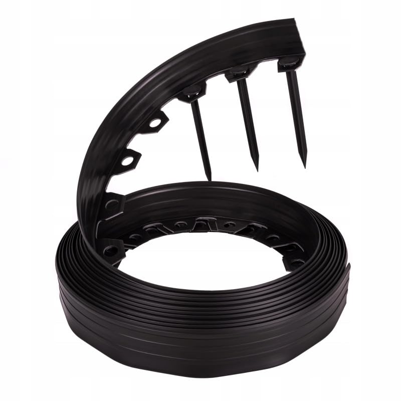 10m lengths of midnight black edging for paths,drives,flower borders or lawns SOLD with PEGS!IDEAL for CIRCLES and CURVES (pack of 1 = 10m) 40mm high.NOW WITH 30 PEGS